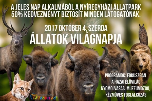 50% kedvezmény október 4-én szerdán,a Nyíregyházi Állatparkban