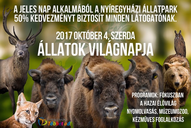 50% kedvezmény október 4-én szerdán,a Nyíregyházi Állatparkban cikk kiemelő képe